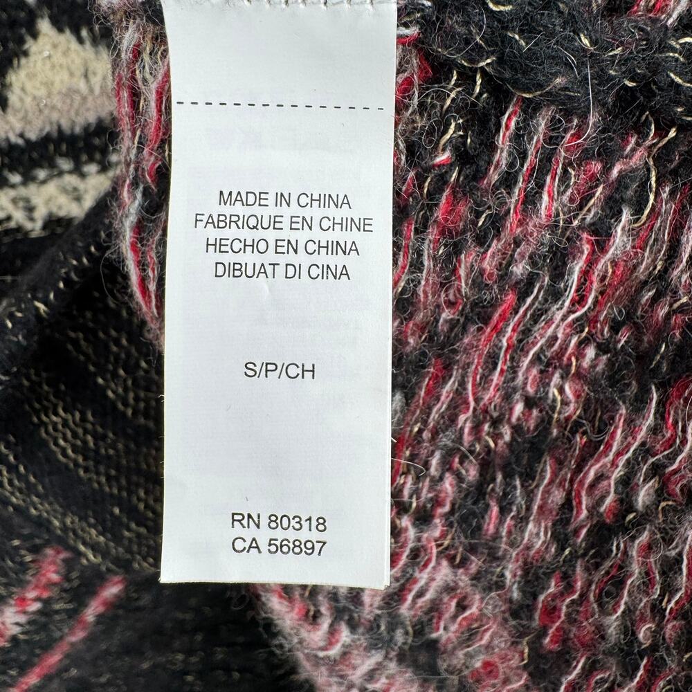 Lucky Brand Wool Blend Geometric Print Turtleneck Sweater Womens S Black Purple - Picture 7 of 10